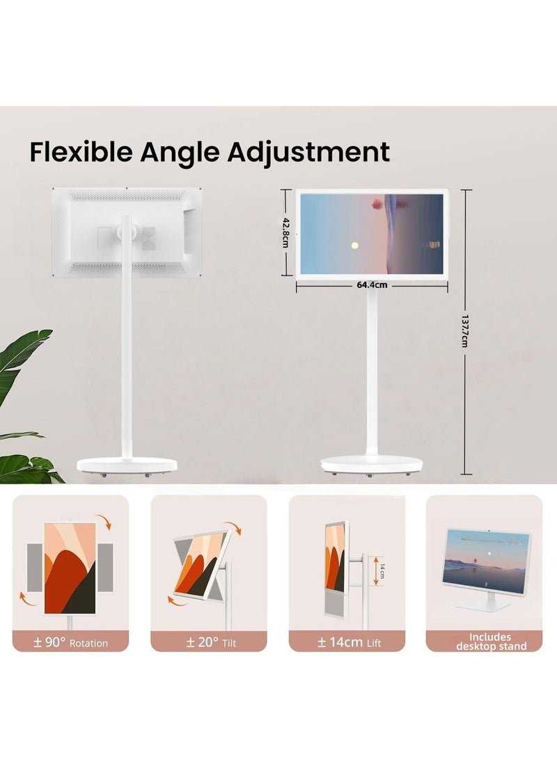 FlashHawk 27 inch 2 In 1 Mobile Portable TV Portable Touch Screen Monitor with Two Stand | Smart Android 13 OS | Build-in 1300W Camera, 12750aMh Battery 8H Video Play Time, Remote Control | 8G RAM+128G Storage - Image 4